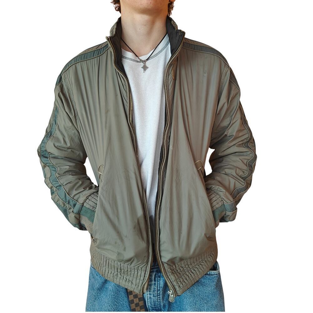 Diesel Reversible Jacket Olive Green Black Full Zip Lightweight Size M